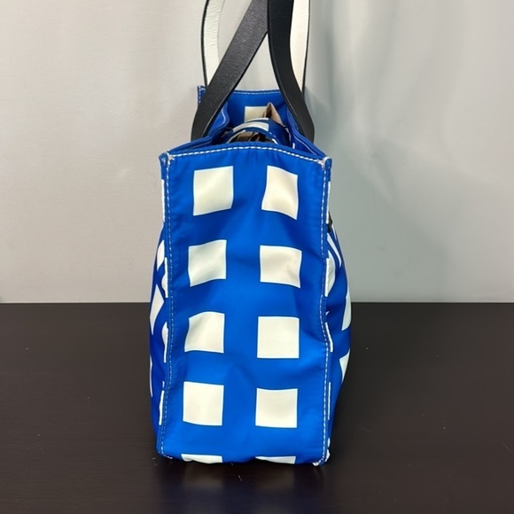 Kate Spade Purse Berry Street Elise Tote Bag Blue White Shoulder Gingham Nylon - Picture 6 of 12